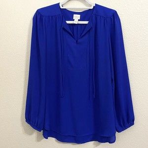 Chico’s Womens Blouse Top Size 1 Medium Blue